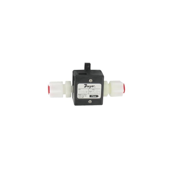 Liquid turbine flow meter, range 7.9 to 79 GPH (0.5 to 5 LPM), 3/8" OD connection.